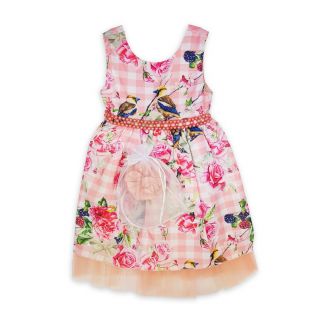 Vestido Infantil Plinc Ploc Floral, Barrado de Tule